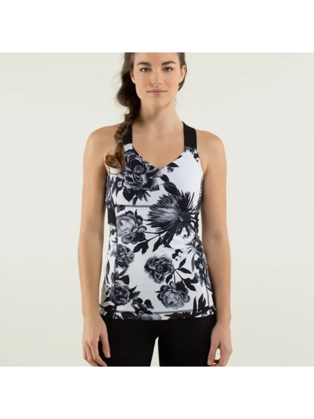 Lululemon Push Ur Limits Tank Brisk Bloom Black White / Black